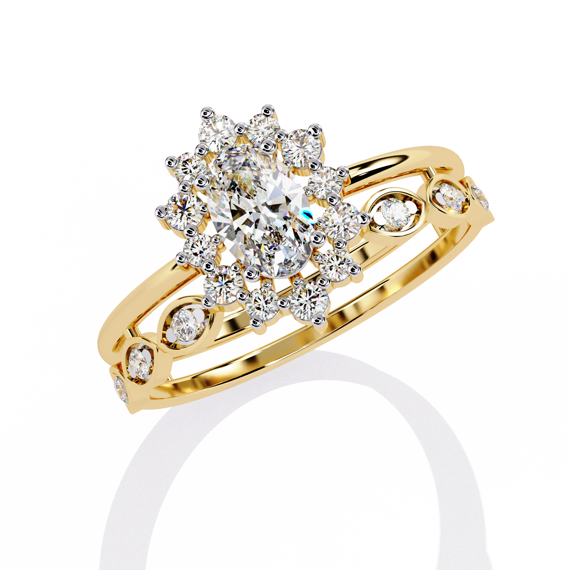 Solitairekart 0.59ct Natural Diamond Oval Halo  Engagement Ring-HI Color, VS-SI Clarity